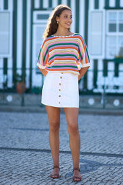 Yumi Multicolour Batwing Crochet Top