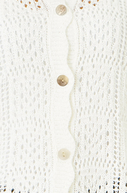 Yumi White Crochet Short Sleeve Cardigan