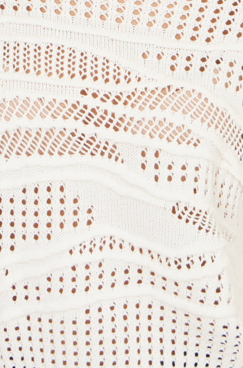 Yumi White Wave Pointelle Knitted Jumper