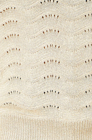 Yumi Beige Wave Metallic Thread Relaxed Jumper