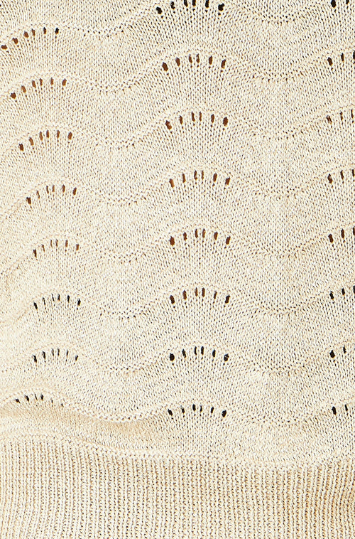 Yumi Beige Wave Metallic Thread Relaxed Jumper