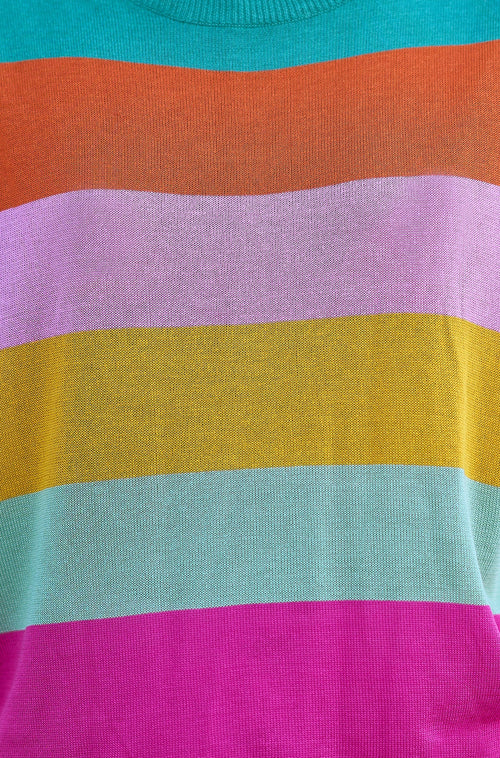 Yumi Multicolour Block Stripe Relaxed Knitted Top