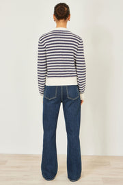 Yumi Multicolour Block Stripe Tie Front Cardigan