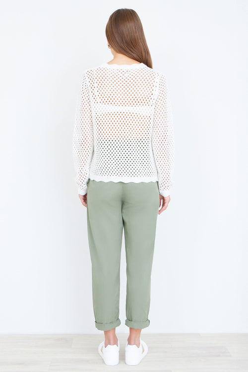 Yumi White Flower Crochet Jumper