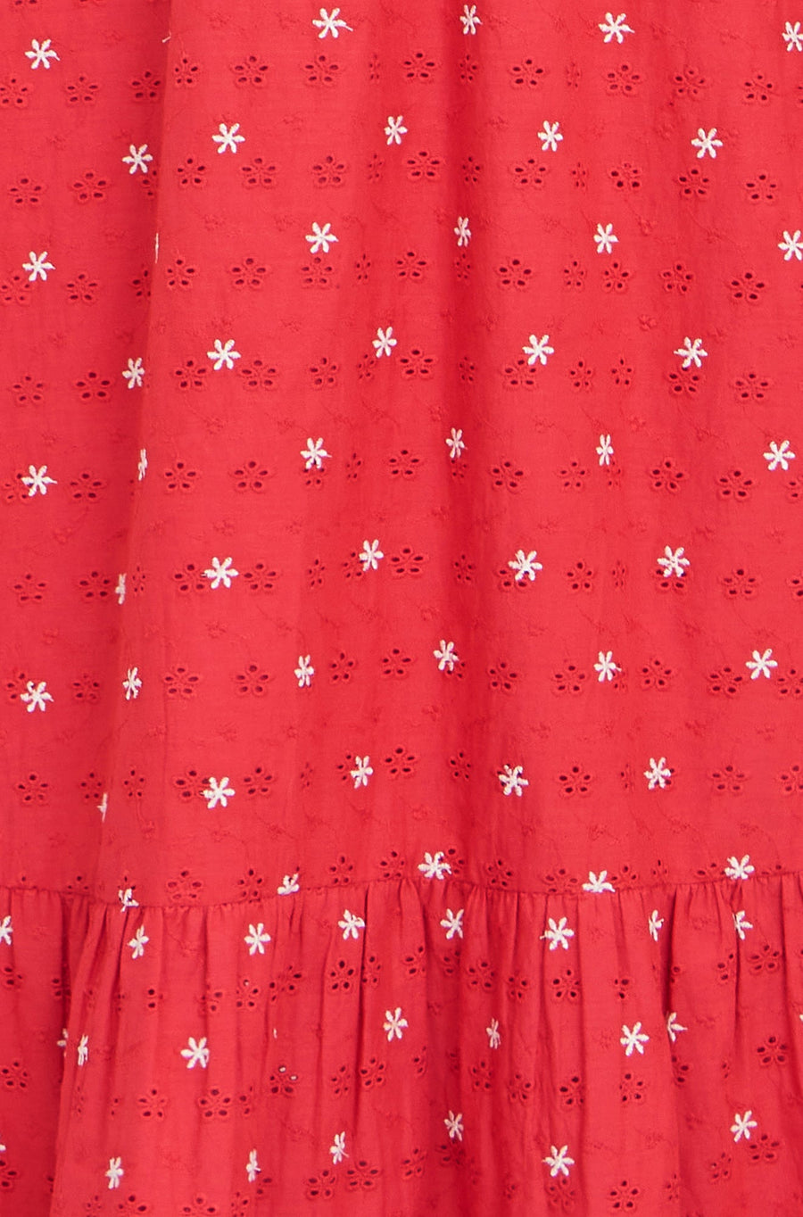 Yumi Red Broderie Anglaise Wrap Midi Dress With Flower Embroidery