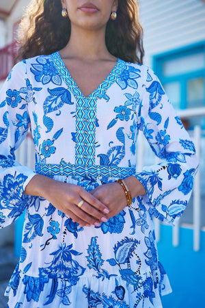 Yumi Blue Floral Tencel Beach Tunic