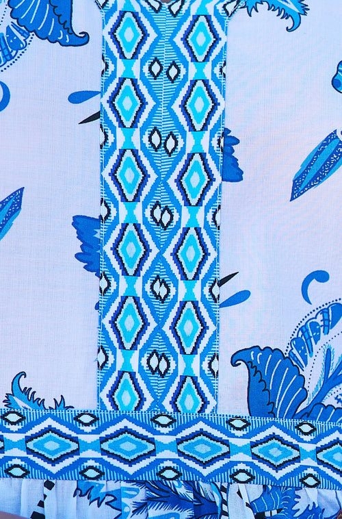 Yumi Blue Floral Tencel Beach Tunic
