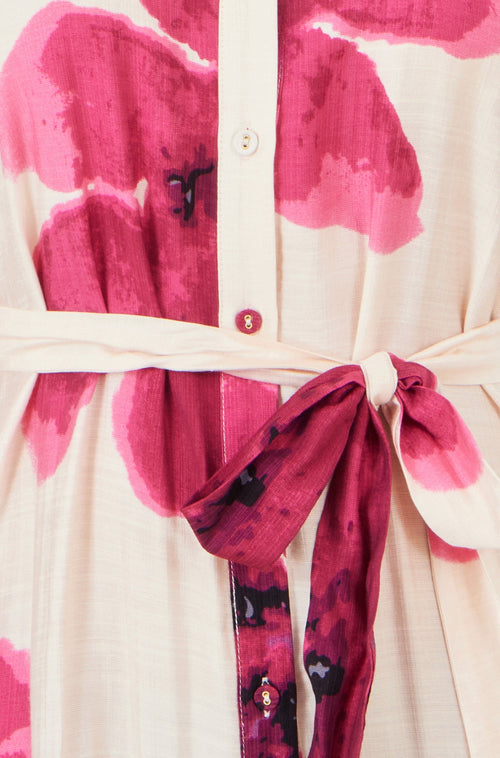 Yumi Pink Scattered Floral Shirt Dress