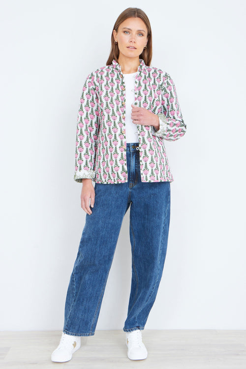 Yumi Green Reversible Cotton Quilted Jacket