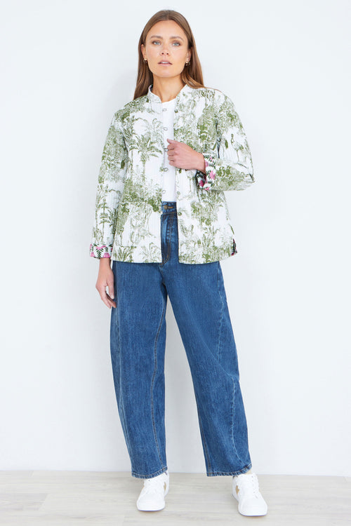 Yumi Green Reversible Cotton Quilted Jacket
