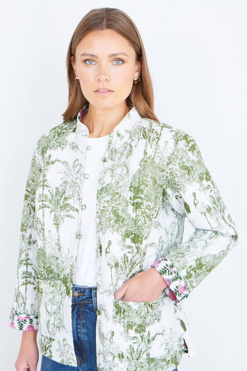 Yumi Green Reversible Cotton Quilted Jacket