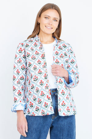 Yumi Blue Palm Reversible Cotton Quilted Jacket