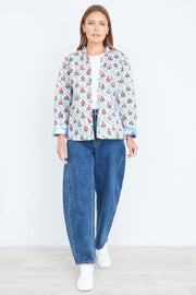 Yumi Blue Palm Reversible Cotton Quilted Jacket