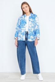 Yumi Blue Palm Reversible Cotton Quilted Jacket