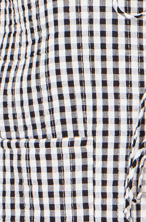 Yumi Black Gingham Reversible Cotton Tie Waistcoat
