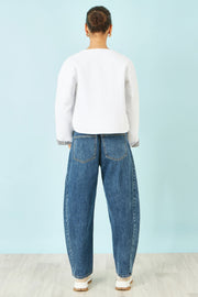 Yumi White Gingham Reversible Cotton Quilted Cropped Jacket