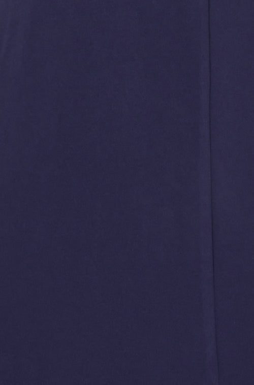 Yumi Navy Fitted Midi Dress With Flute Sleeves
