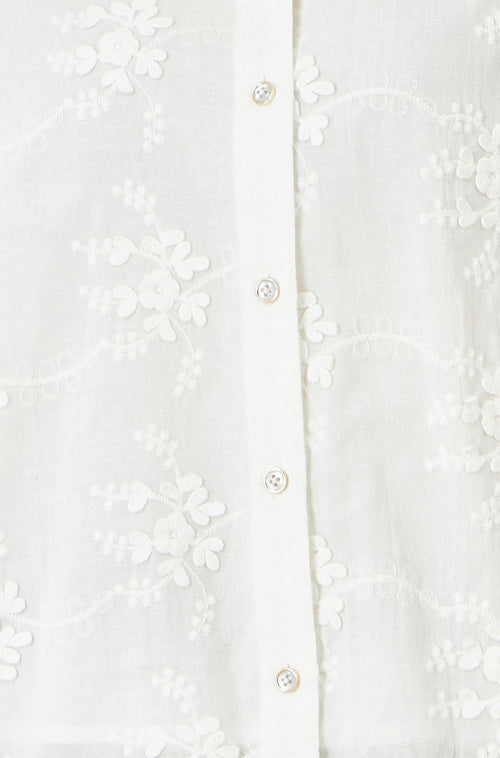Yumi White Cotton Flower Applique Shirt