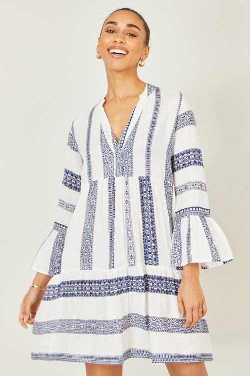 Yumi White Cotton Stripe Tunic