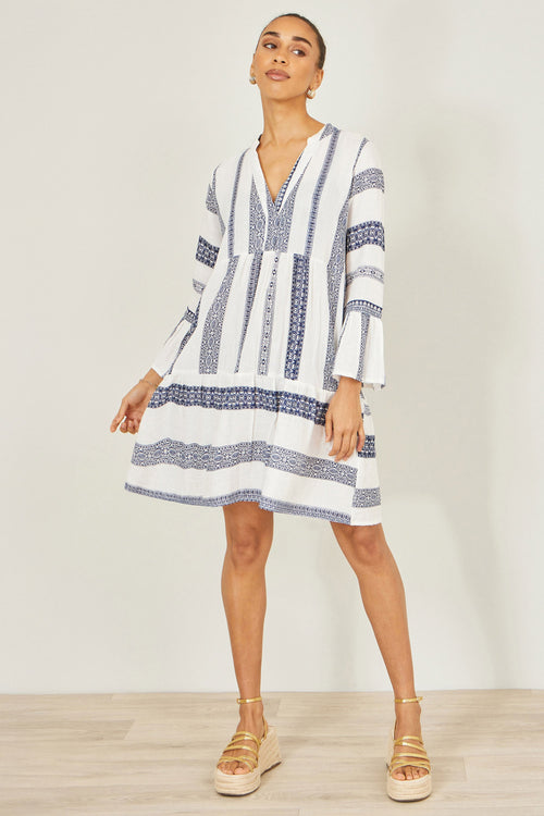 Yumi White Cotton Stripe Tunic