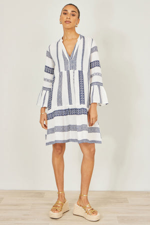 Yumi White Cotton Stripe Tunic