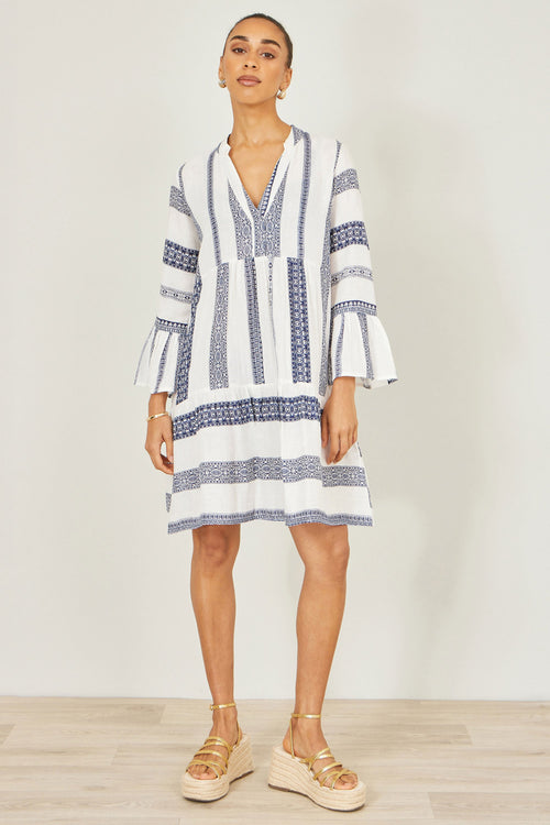 Yumi White Cotton Stripe Tunic