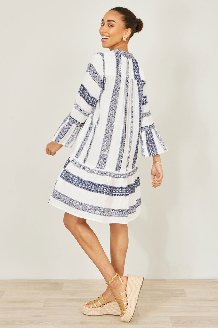 Yumi White Cotton Stripe Tunic