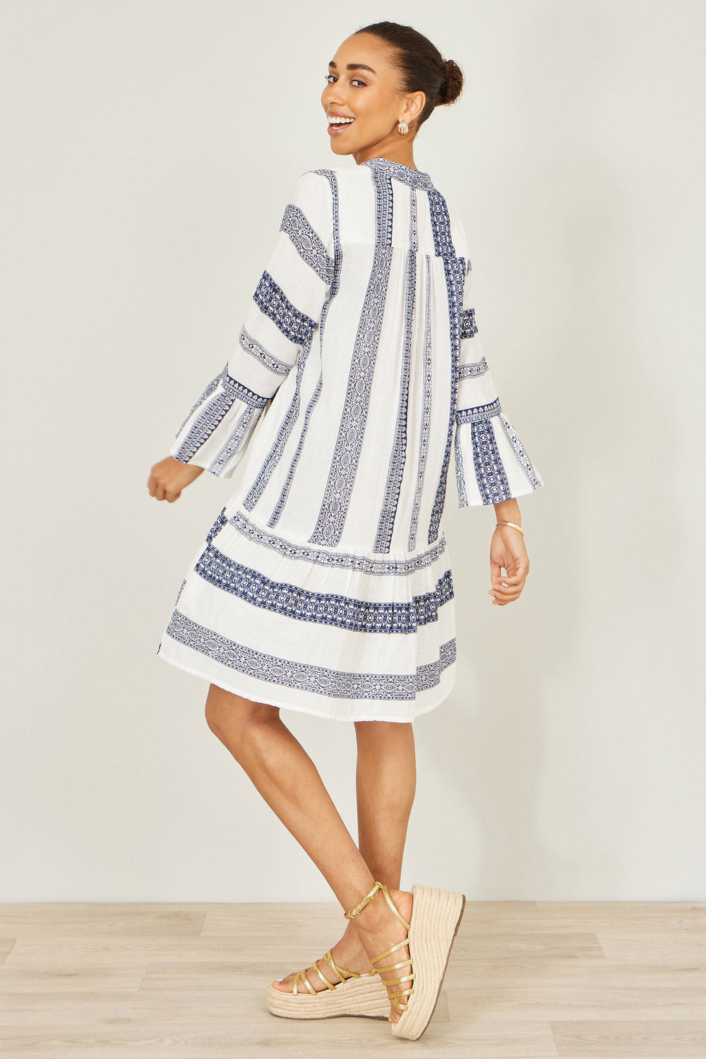 Yumi White Cotton Stripe Tunic