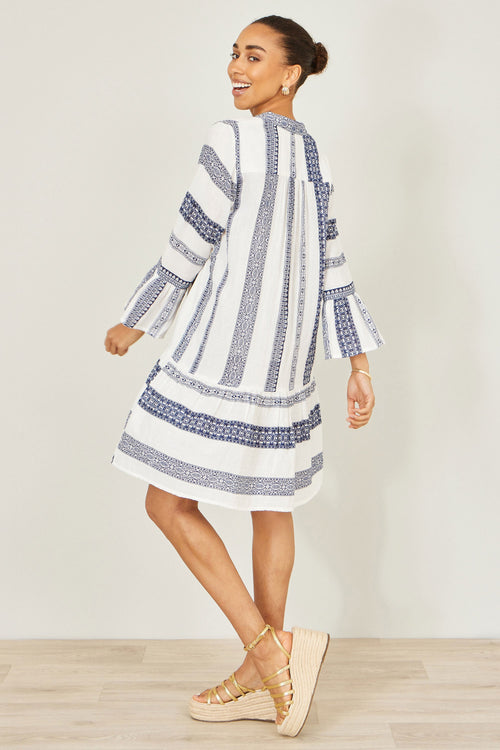 Yumi White Cotton Stripe Tunic