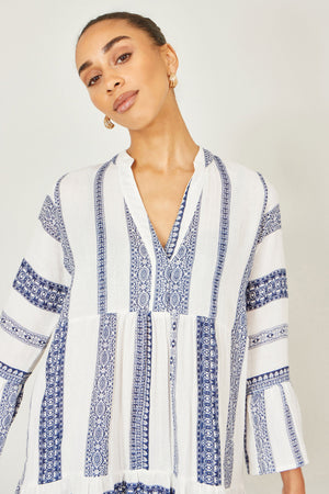 Yumi White Cotton Stripe Tunic