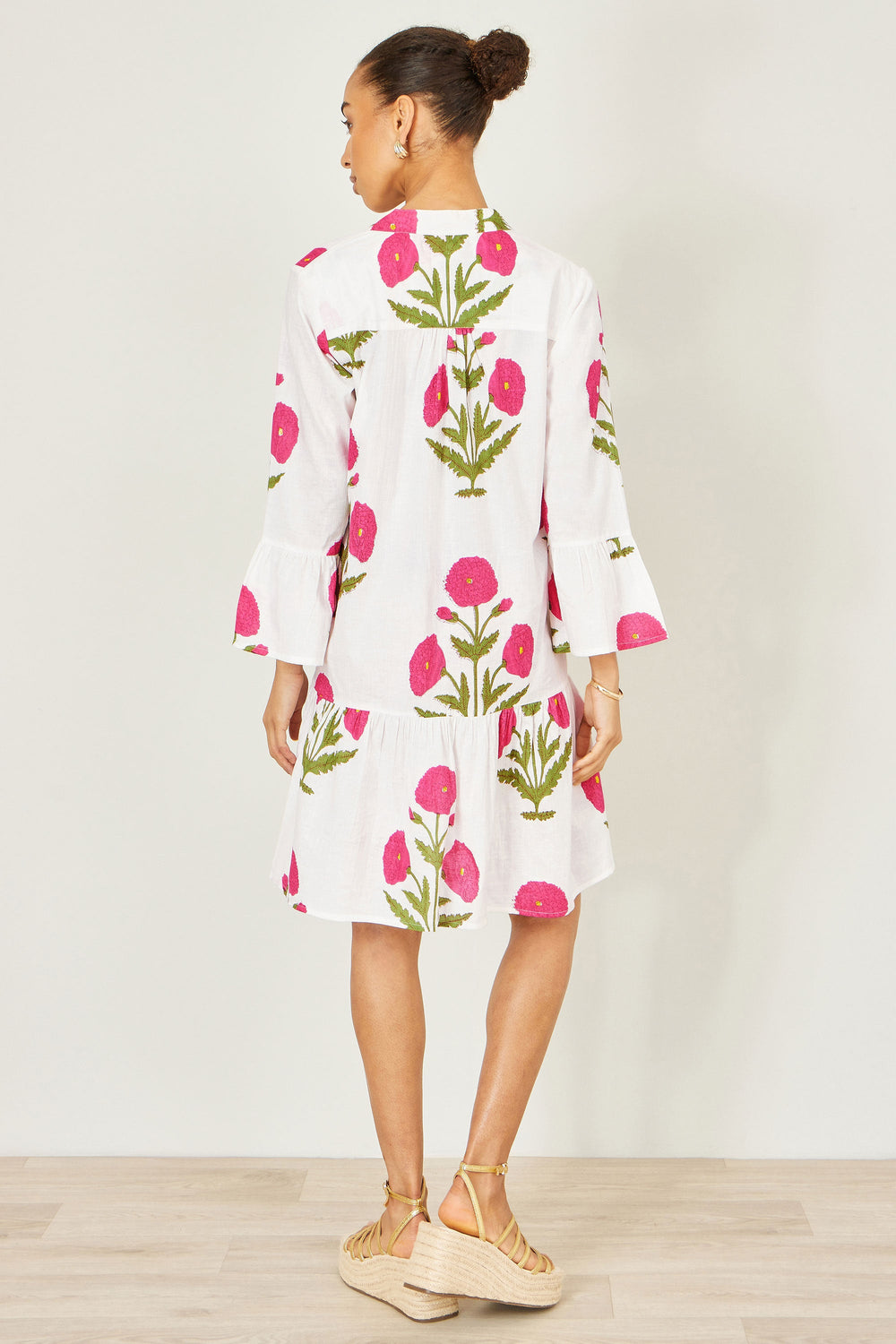 Yumi White Cotton Floral Tunic