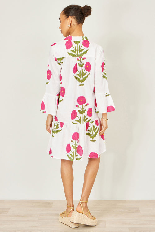 Yumi White Cotton Floral Tunic
