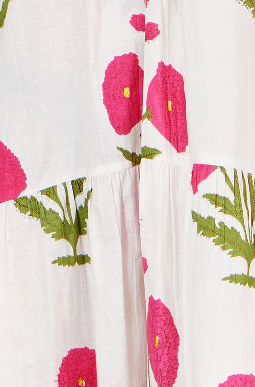 Yumi White Cotton Floral Tunic