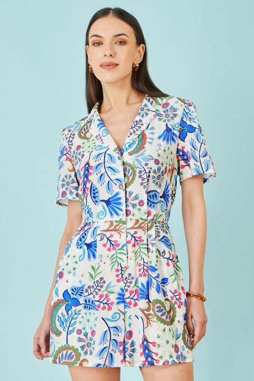 Yumi Multicolour Paisley Retro Print Playsuit