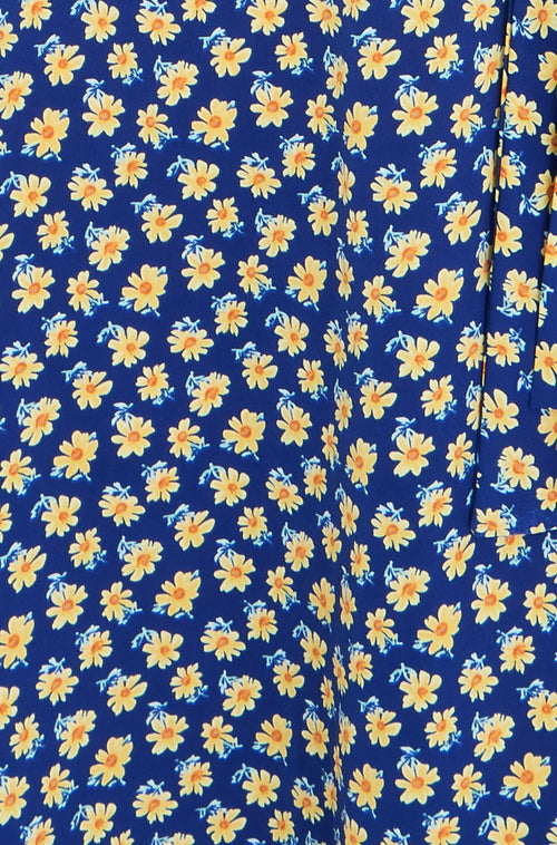 Yumi Navy Floral Midi Shirt Dress