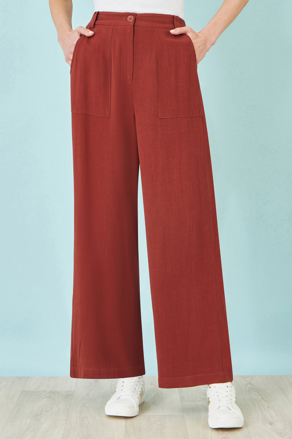 Yumi Brown Linen Mix Trousers
