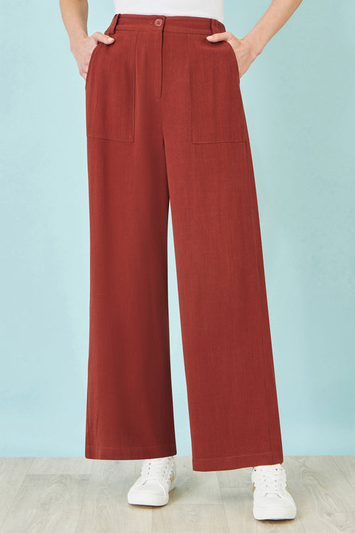 Yumi Brown Linen Mix Trousers