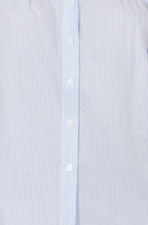 Yumi Blue Stripe Shirt With Lace Detail