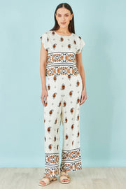 Yumi Ivory Viscose Paisley Top