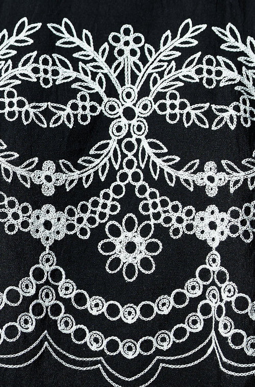 Yumi Black Embroidered Crop Top