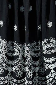 Yumi Black Embroidered Midi Skirt