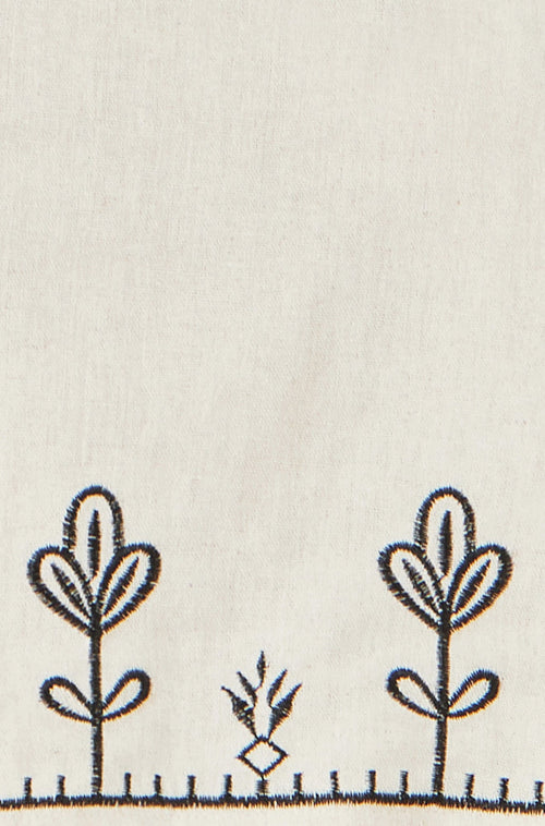 Yumi Ivory Linen Mix Embroirdered Top