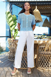 Yumi White Wide Leg Trousers