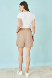Yumi Brown Pleat Front Shorts
