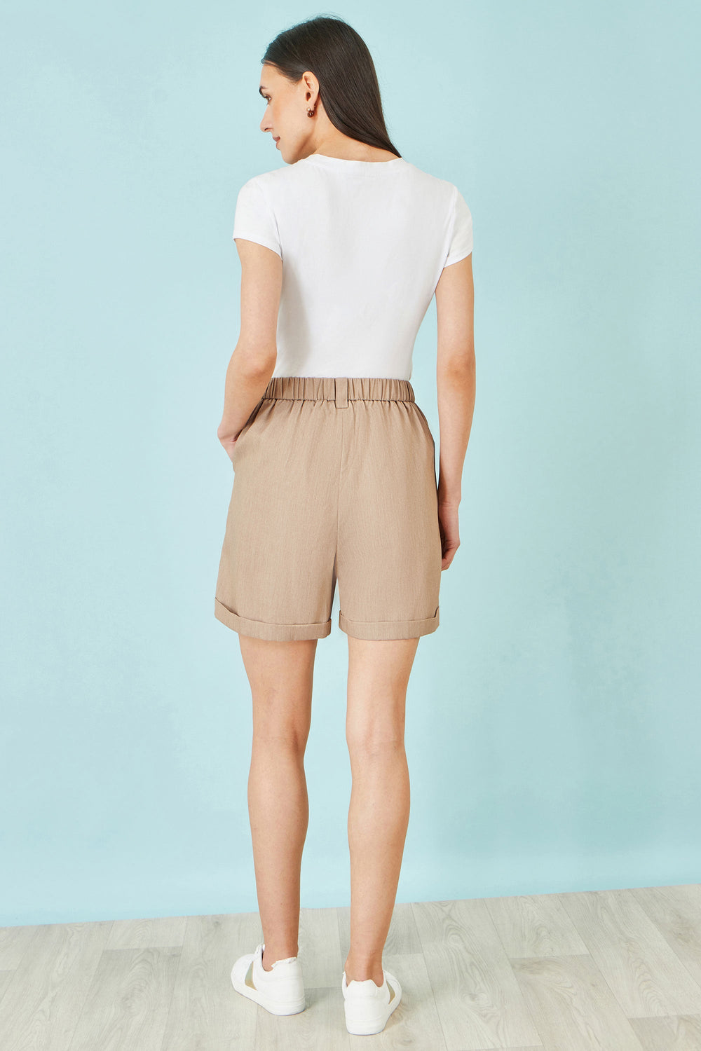 Yumi Brown Pleat Front Shorts