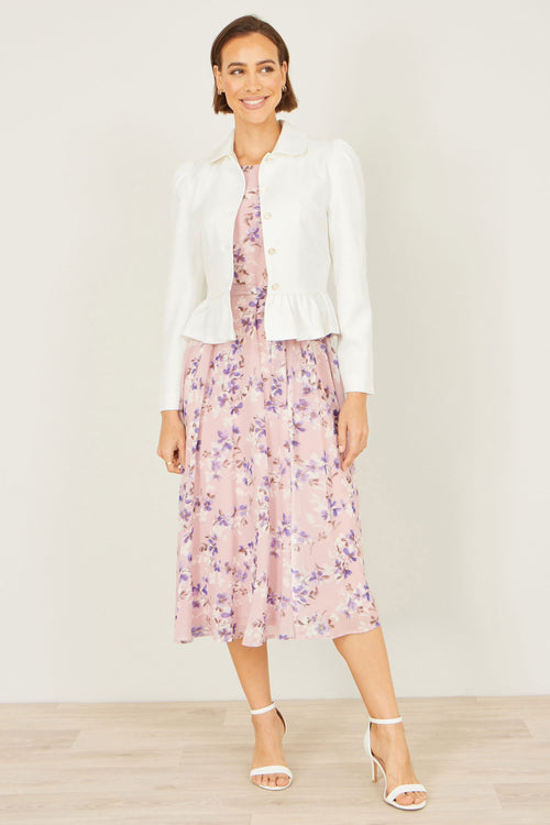 Yumi White Peplum Fitted Jacket