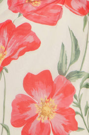 Yumi Ivory Poppy Print Midi Mesh Dress