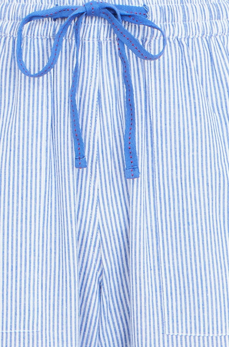Yumi Blue Cotton Stripe Cropped Trousers
