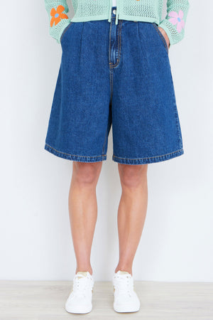 Yumi Blue Denim Wide Leg Shorts