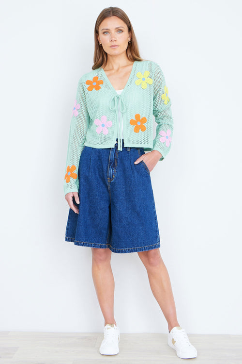 Yumi Blue Denim Wide Leg Shorts